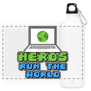 Nerds regieren die Welt - Panorama Trinkflasche mit Karabiner 750 ml - Weiß - Vorne