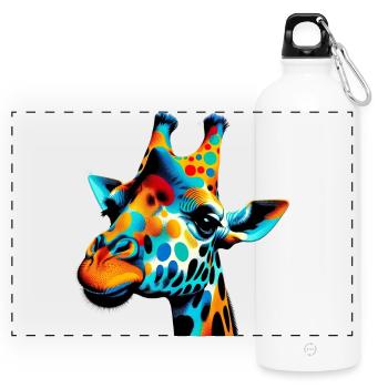 Girafe Pop Art - Gourde panoramique avec mousqueton 750 ml - blanc - Devant