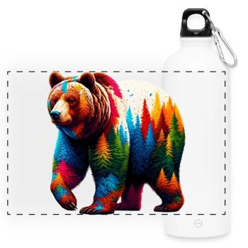 Bear - Panoramic Drinks Bottle with Carabiner 750 ml - white - Front