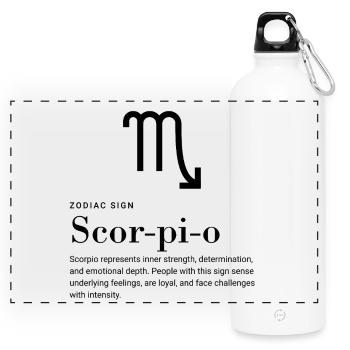 Scorpio - Zodiac Sign  - Panorama Trinkflasche mit Karabiner 750 ml - Weiß - Vorne