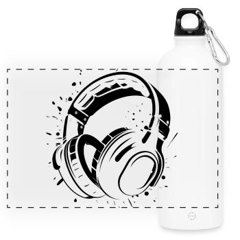 Kopfhörer - Panorama Trinkflasche mit Karabiner 750 ml - Weiß - Vorne