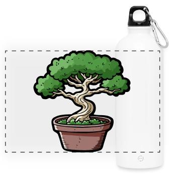 Comic Bonsai Baum - Panorama Trinkflasche mit Karabiner 750 ml - Weiß - Vorne