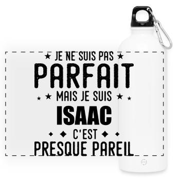 Isaac : authentique, imparfait, top, perfection - Gourde panoramique avec mousqueton 750 ml - blanc - Devant