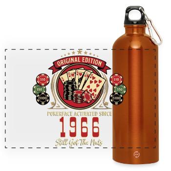 Anniversaire du poker 1966, chemise de poker drôle - Gourde panoramique avec mousqueton 750 ml - orange - Devant