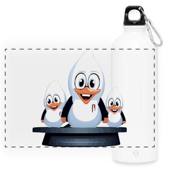 Pinguin Familien Trio Cartoon - Panorama Trinkflasche mit Karabiner 750 ml - Weiß - Vorne