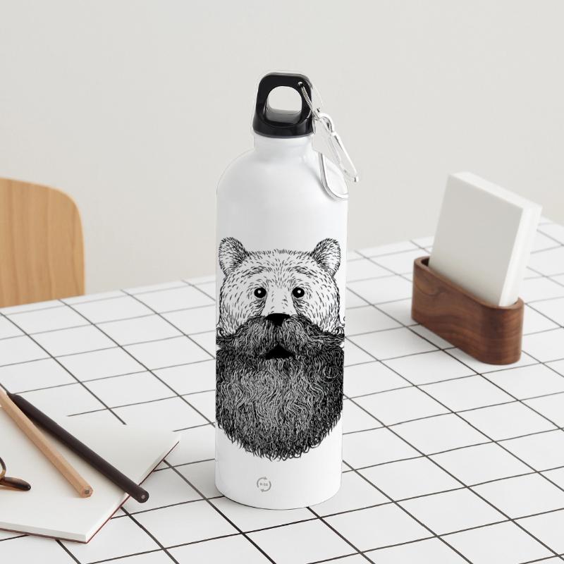 Bär oder Bart Panorama Trinkflasche mit Karabiner 750 ml