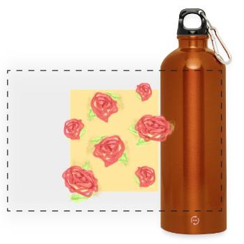 Pastellrosen auf Creme - Panorama Trinkflasche mit Karabiner 750 ml - Orange - Vorne