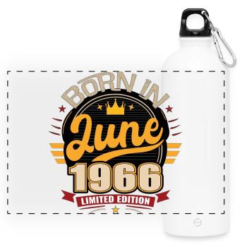 Born in June 1966 - Panoramic Drinks Bottle with Carabiner 750 ml - white - Front