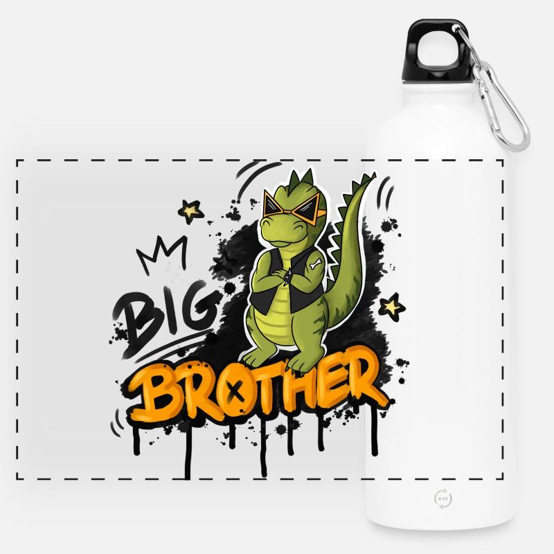 Dino Big Brother Style - Panoramic Drinks Bottle with Carabiner 750 ml - white
