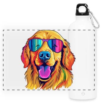 Vibrant Sunglass Pup - Panoramic Drinks Bottle with Carabiner 750 ml - white - Front