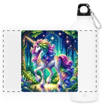 Fantaisie Licorne Chevaux Fans Licorne Amoureux - Gourde panoramique avec mousqueton 750 ml - blanc - Devant
