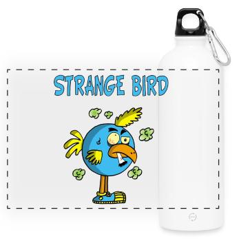Oiseau bleu étrange - Gourde panoramique avec mousqueton 750 ml - blanc - Devant
