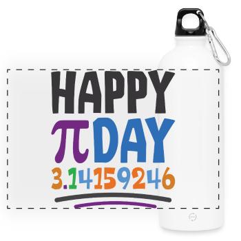 Happy Pi Day - Panoramic Drinks Bottle with Carabiner 750 ml - white - Front