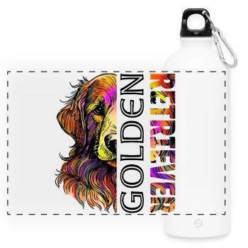 Golden retriever - Gourde panoramique avec mousqueton 750 ml - blanc - Devant