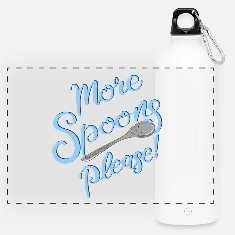 More Spoons please! - Panoramic Drinks Bottle with Carabiner 750 ml - white