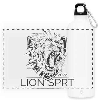 du lion Symbole du Lion Armoiries Illustration du bouclier - Gourde panoramique avec mousqueton 750 ml - blanc - Devant