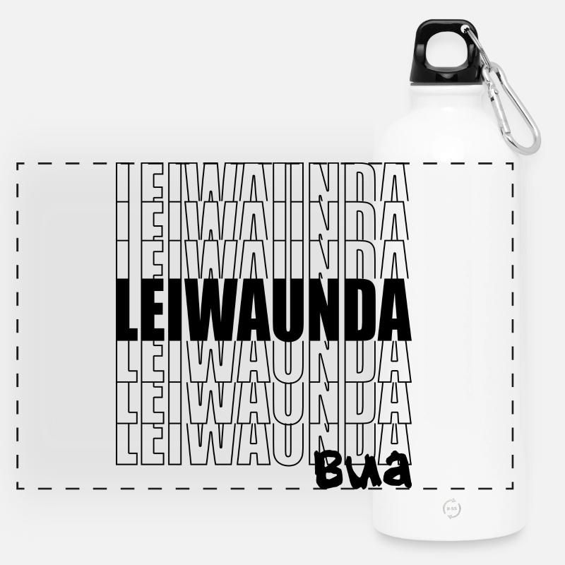Leiwaunda Bua - großartiger, toller Junge, Bub - Panorama Trinkflasche mit Karabiner 750 ml - Weiß