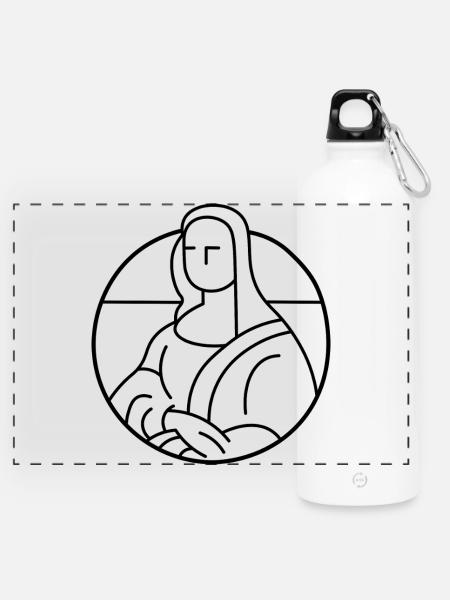 Mona Lisa - Panorama Trinkflasche mit Karabiner 750 ml - Weiß