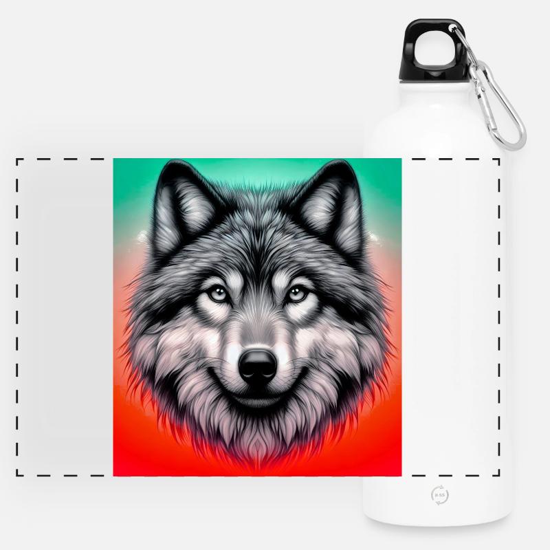 Wolf - Panoramic Drinks Bottle with Carabiner 750 ml - white
