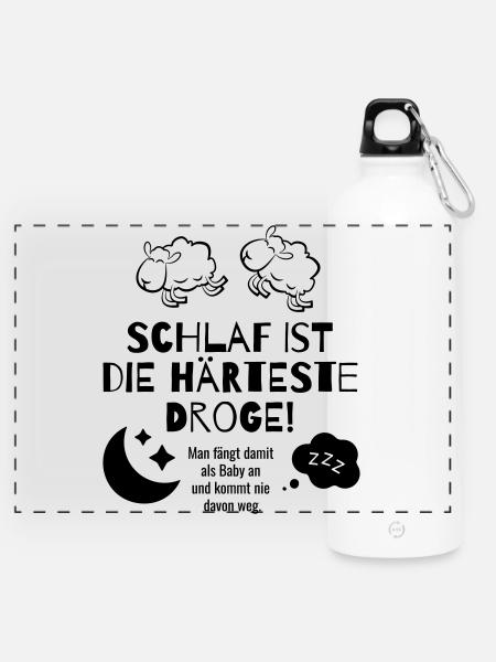 Schlaf - Panorama Trinkflasche mit Karabiner 750 ml - Weiß