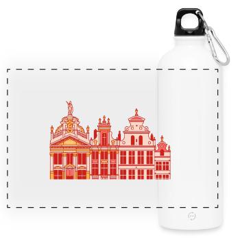 Historische Fassade im Barockstil - Panorama Trinkflasche mit Karabiner 750 ml - Weiß - Vorne