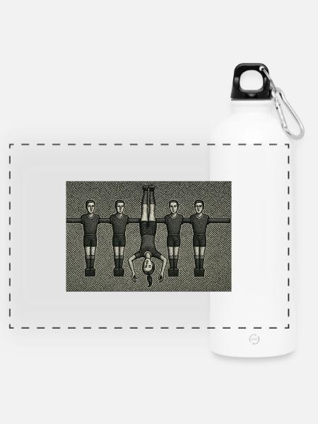 Handstand auf Balkensymmetrie - Panorama Trinkflasche mit Karabiner 750 ml - Weiß