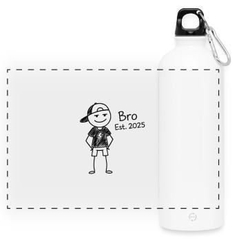 Bro Est 2025 Cartoon Character - Panoramic Drinks Bottle with Carabiner 750 ml - white - Front