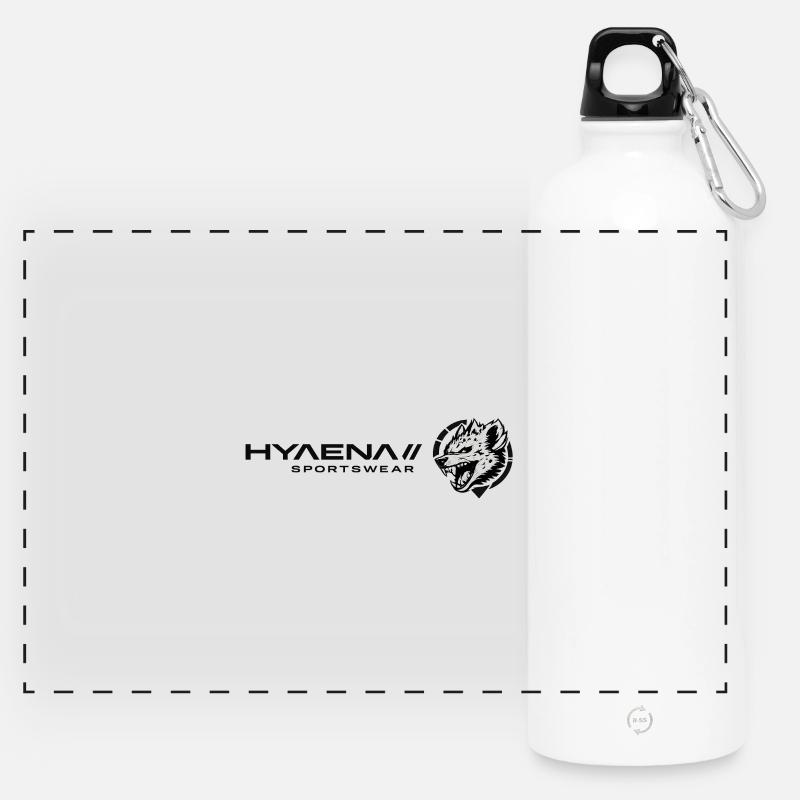 Hyaena Logo Version 4 by TF - Panoramic Drinks Bottle with Carabiner 750 ml - white