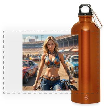 Rennsport Rebellin Denim Outfit - Panorama Trinkflasche mit Karabiner 750 ml - Orange - Vorne