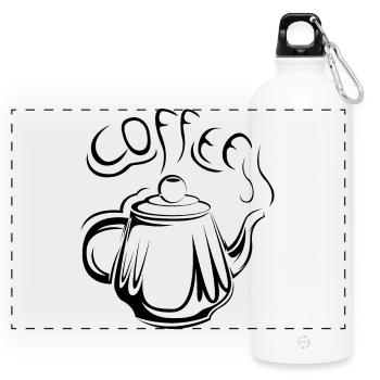 coffee coffee pot coffee café icon icon logo - Panoramic Drinks Bottle with Carabiner 750 ml - white - Front