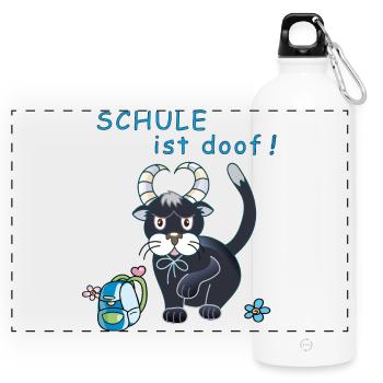 Schule ist doof - Panorama Trinkflasche mit Karabiner 750 ml - Weiß - Vorne