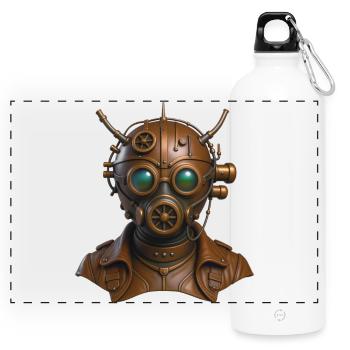 STEAM MARTIAN – Steam Punk'n'Roll - Panorama Trinkflasche mit Karabiner 750 ml - Weiß - Vorne