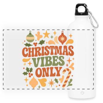 Christmas Vibes Only - Panorama Trinkflasche mit Karabiner 750 ml - Weiß - Vorne