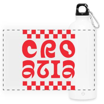 Logo de police rétro Croatie - Gourde panoramique avec mousqueton 750 ml - blanc - Devant