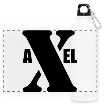 Axel – Conception du Prénom | Typographie minimale - Gourde panoramique avec mousqueton 750 ml - blanc - Devant