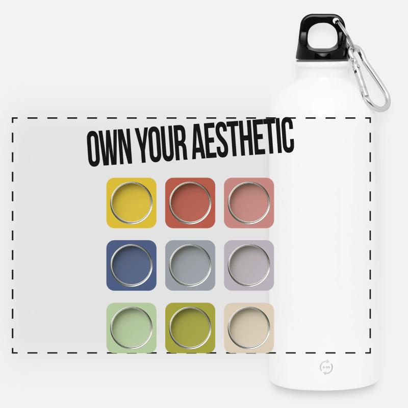 Own Your Aesthetic – Modern Statement - Panoramic Drinks Bottle with Carabiner 750 ml - white