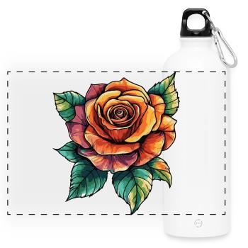 Rose Blossom - Panoramic Drinks Bottle with Carabiner 750 ml - white - Front