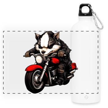 Motorcyclist Badger - Panoramic Drinks Bottle with Carabiner 750 ml - white - Front