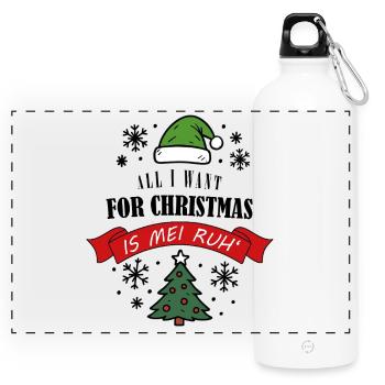 Christmas Muffle Saying Anti Christmas - Panoramic Drinks Bottle with Carabiner 750 ml - white - Front