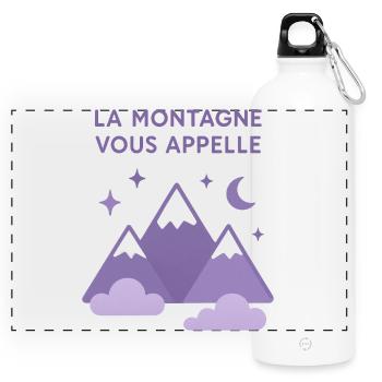 La montagne vous appelle ! Ski / Alpinisme - Gourde panoramique avec mousqueton 750 ml - blanc - Devant