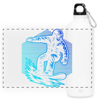 Vintage Snowboard Design für Snowboard - Panorama Trinkflasche mit Karabiner 750 ml - Weiß - Vorne