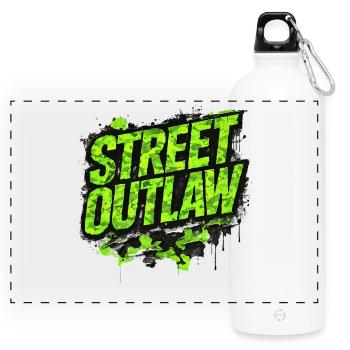 Street Outlaw Camo Tuning Geschenk für Autofans - Panorama Trinkflasche mit Karabiner 750 ml - Weiß - Vorne