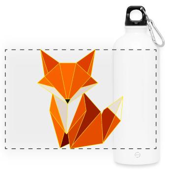 Fuchs Polygon Geometrie Design  - Panorama Trinkflasche mit Karabiner 750 ml - Weiß - Vorne