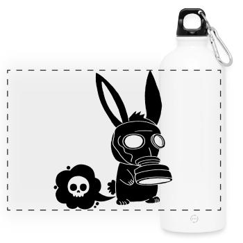 Lapin noir qui pète - Gourde panoramique avec mousqueton 750 ml - blanc - Devant