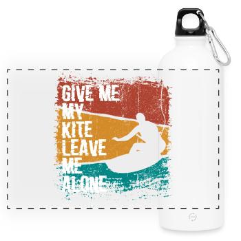 Solo Kite Surfer Silhouette Design - Panoramic Drinks Bottle with Carabiner 750 ml - white - Front