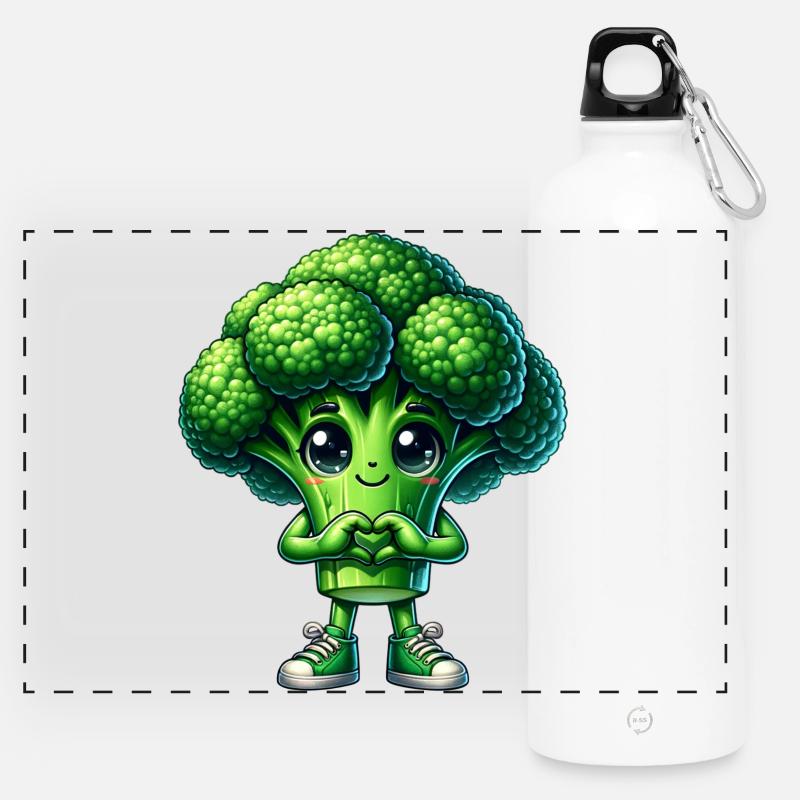 Broccoli Hjertehænder - Panorama drikkeflaske med karabinhage 750 ml - hvid