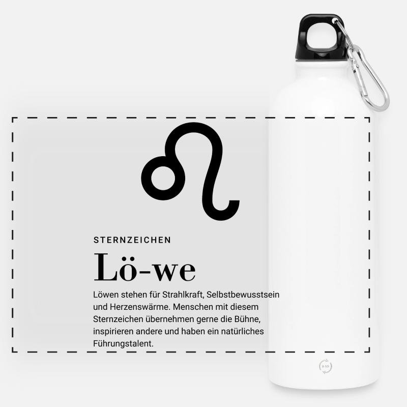 Zodiac sign Leo - Panoramic Drinks Bottle with Carabiner 750 ml - white
