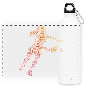 Pickleball players fans with pickleball athlete - Panoramic Drinks Bottle with Carabiner 750 ml - white - Front