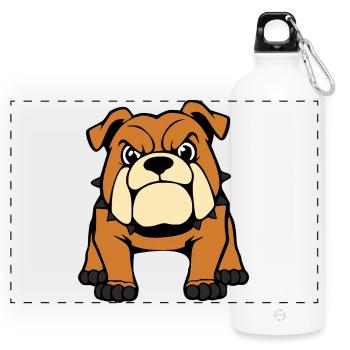 Bulldogge Hunde T-shirt Hundeshirt Geschenk  - Panorama Trinkflasche mit Karabiner 750 ml - Weiß - Vorne