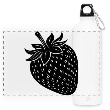 Strawberry Fruit Silhouette - Panorama Trinkflasche mit Karabiner 750 ml - Weiß - Vorne